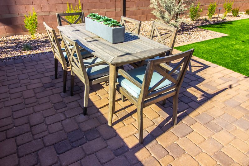 Outdoor dining area with pavers
